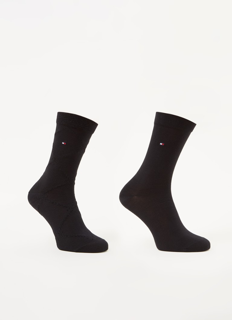 Tommy Hilfiger - Sokken met ruitdessin in 2-pack - Zwart