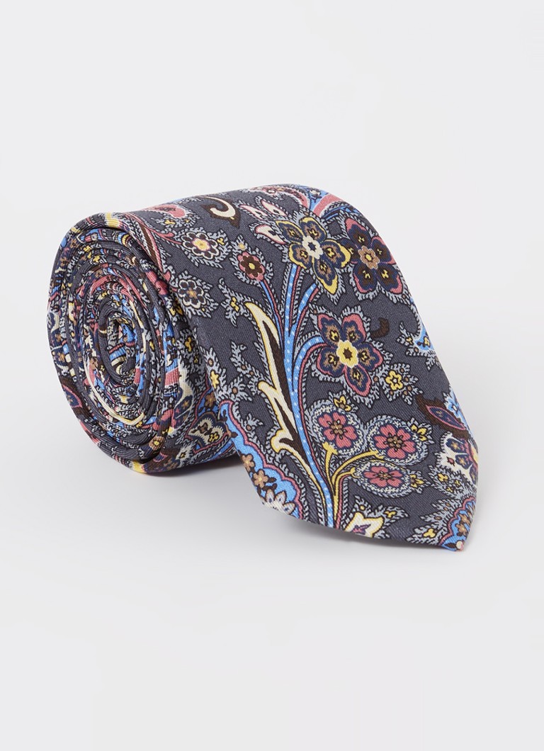 Tommy Hilfiger Stropdas van zijde met paisley dessin • Donkergrijs • de