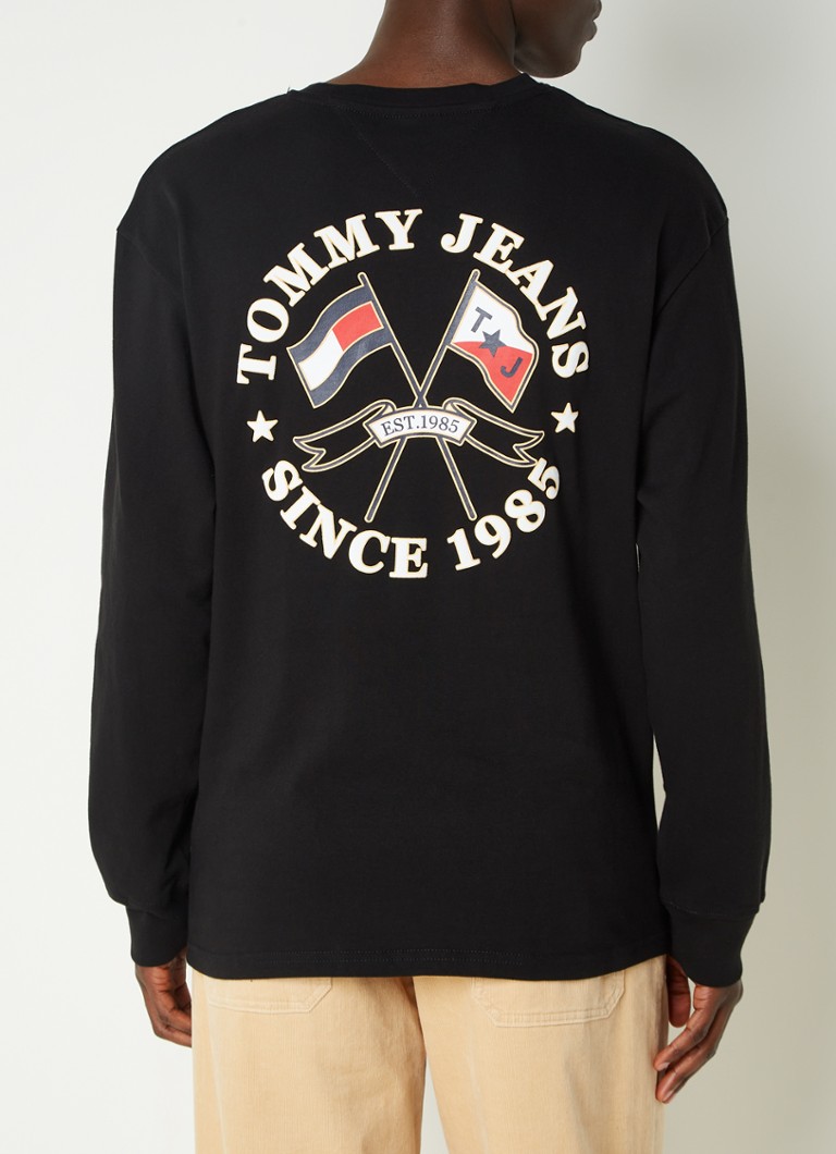 Tommy Hilfiger - Sweater met logo- en backprint - Zwart