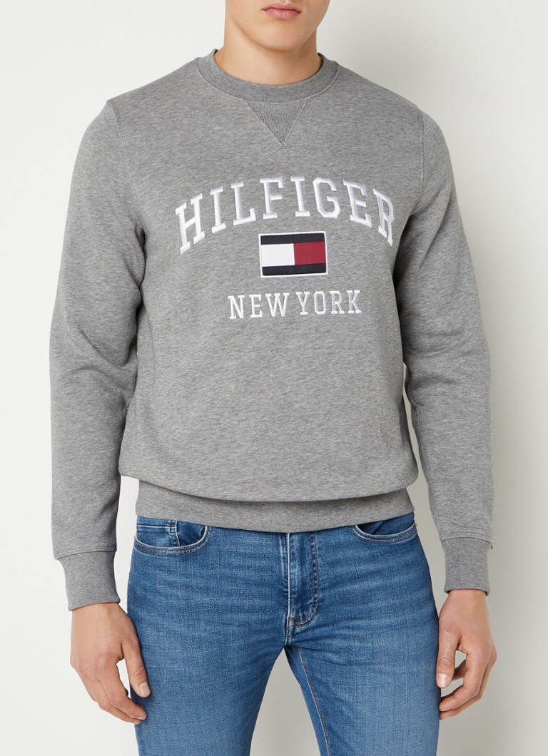 Tommy Hilfiger - Sweater met logoborduring - Grijsmele