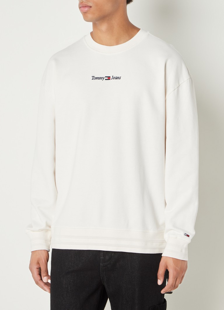 Tommy Hilfiger - Sweater met logoborduring - Gebroken wit
