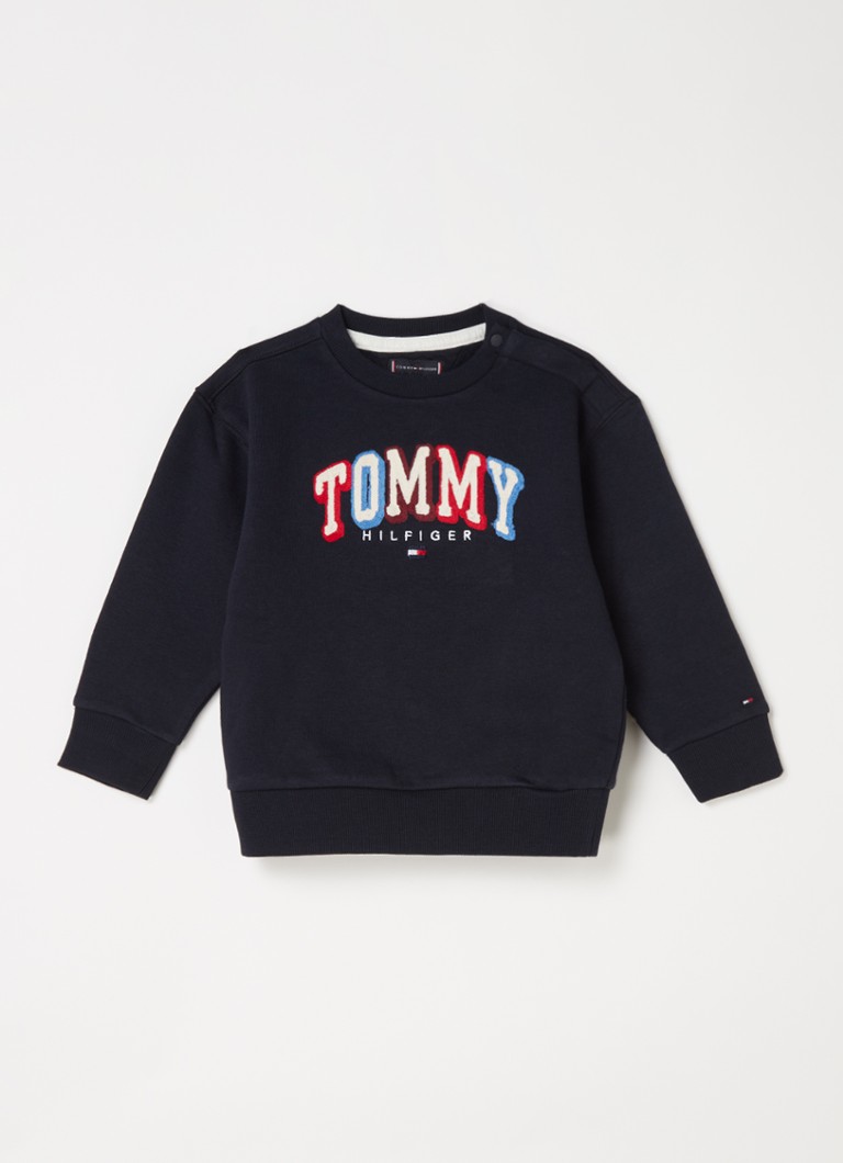 Tommy Hilfiger - Sweater met logoborduring - Donkerblauw
