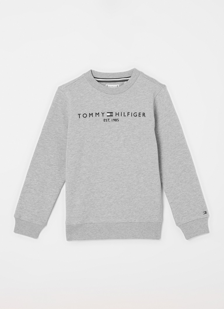 Tommy Hilfiger - Sweater met logoborduring  - Grijsmele