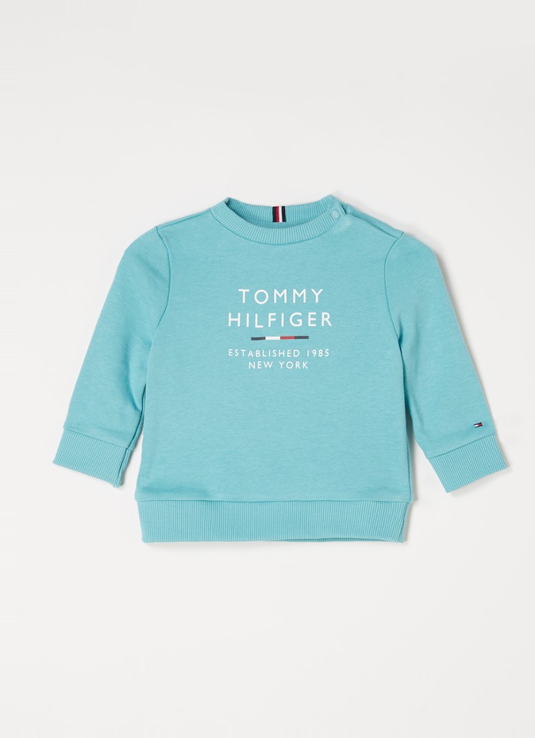 Tommy Hilfiger - Sweater met logoprint - Zeegroen