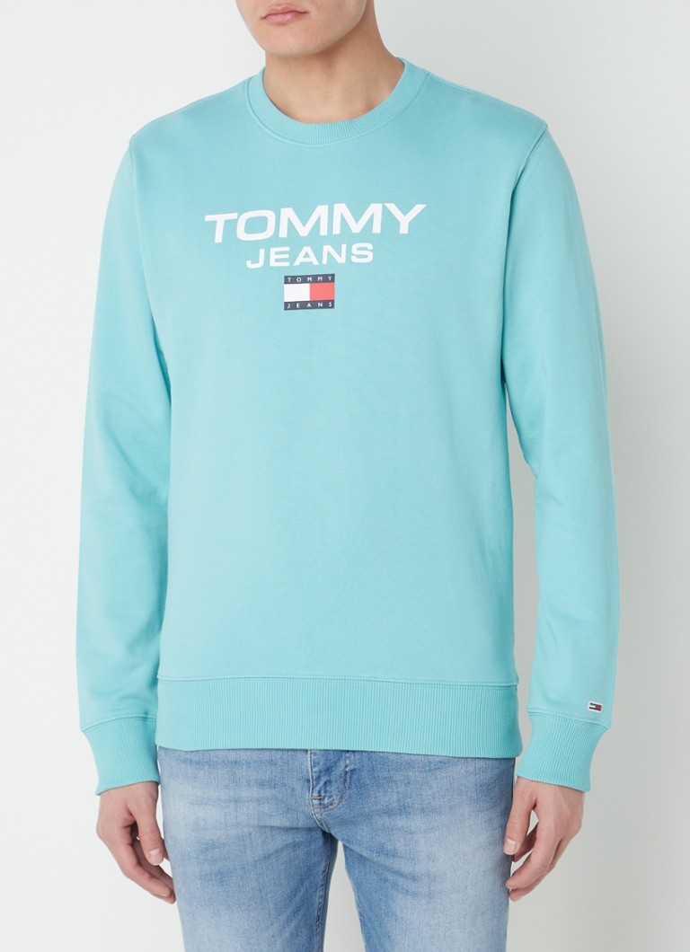 Tommy Hilfiger - Sweater van katoen met logoprint - Mint