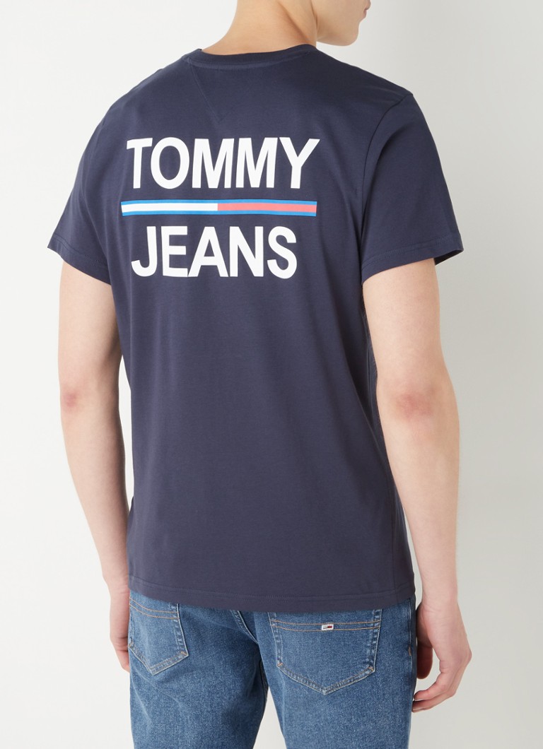 Tommy Hilfiger - T-shirt met logo- en backprint - Donkerblauw