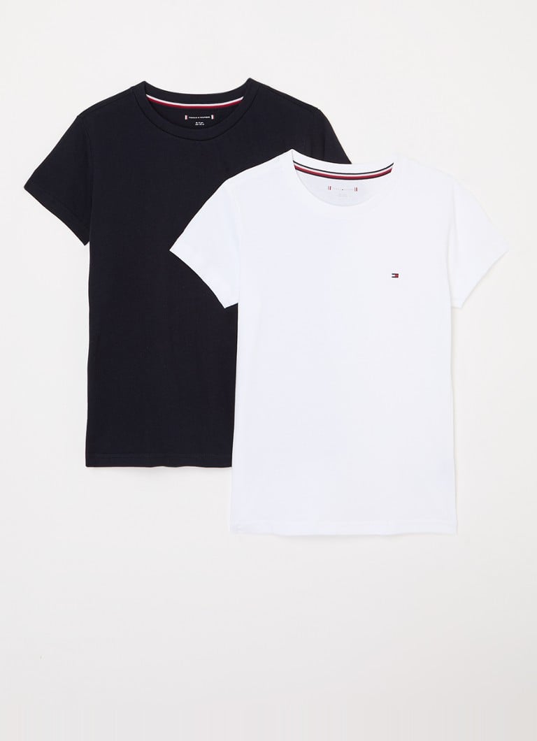 Tommy Hilfiger - T-shirt met logo in 2-pack - Zwart