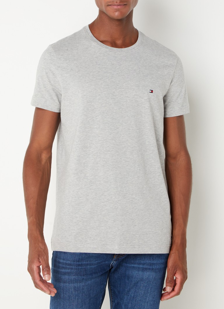 Tommy Hilfiger - T-shirt met logoborduring - Lichtgrijs