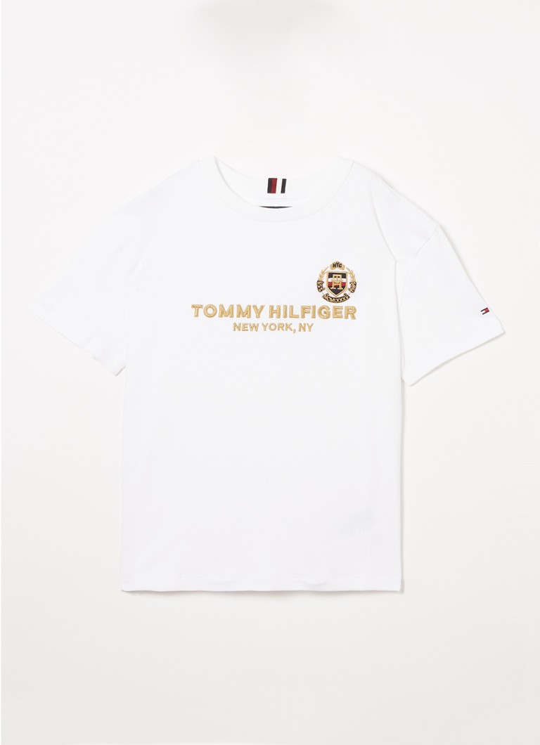Tommy Hilfiger - T-shirt met logoborduring - Wit