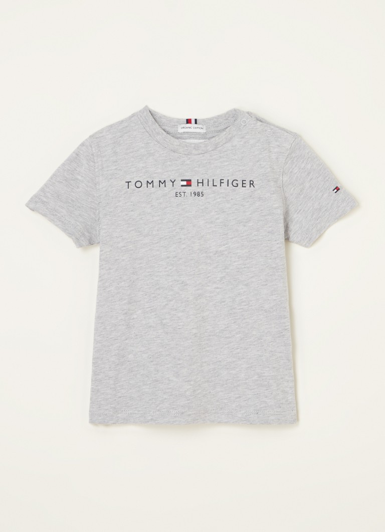 Tommy Hilfiger - T-shirt met logoprint - Grijsmele