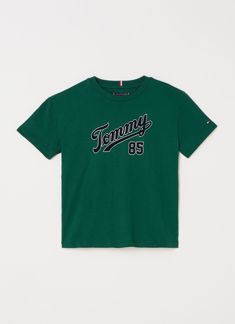 Tommy Hilfiger - T-shirt met logoprint - Donkergroen
