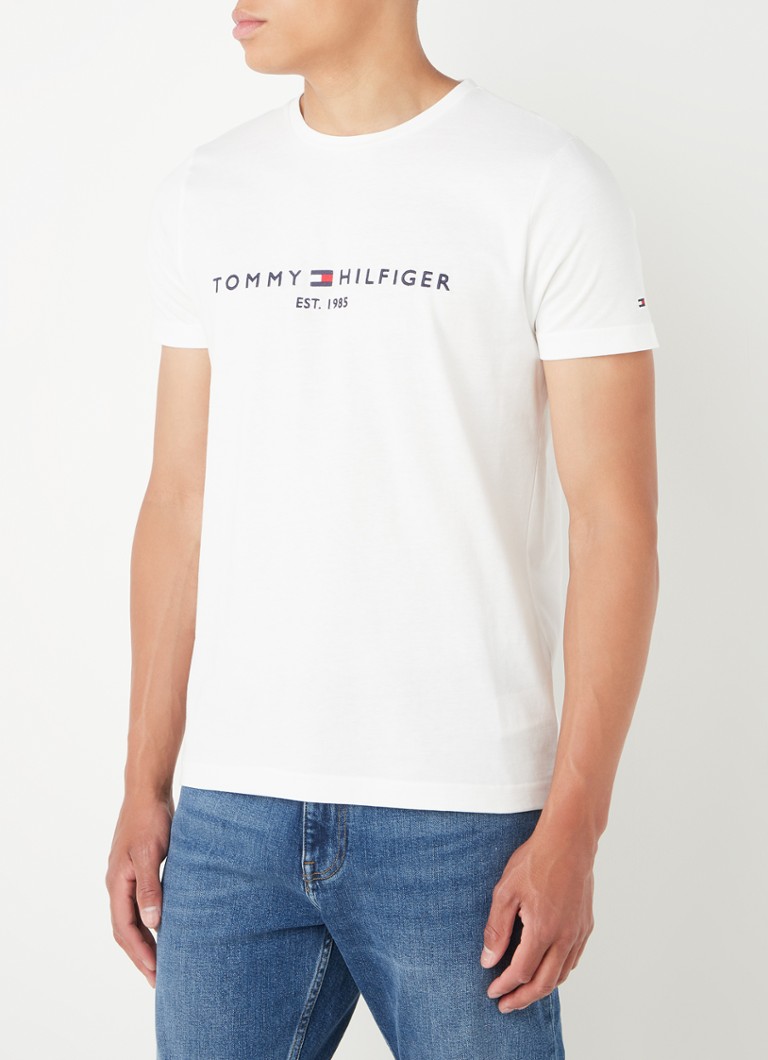 Tommy Hilfiger - T-shirt van biologisch katoen met logoborduring - Wit