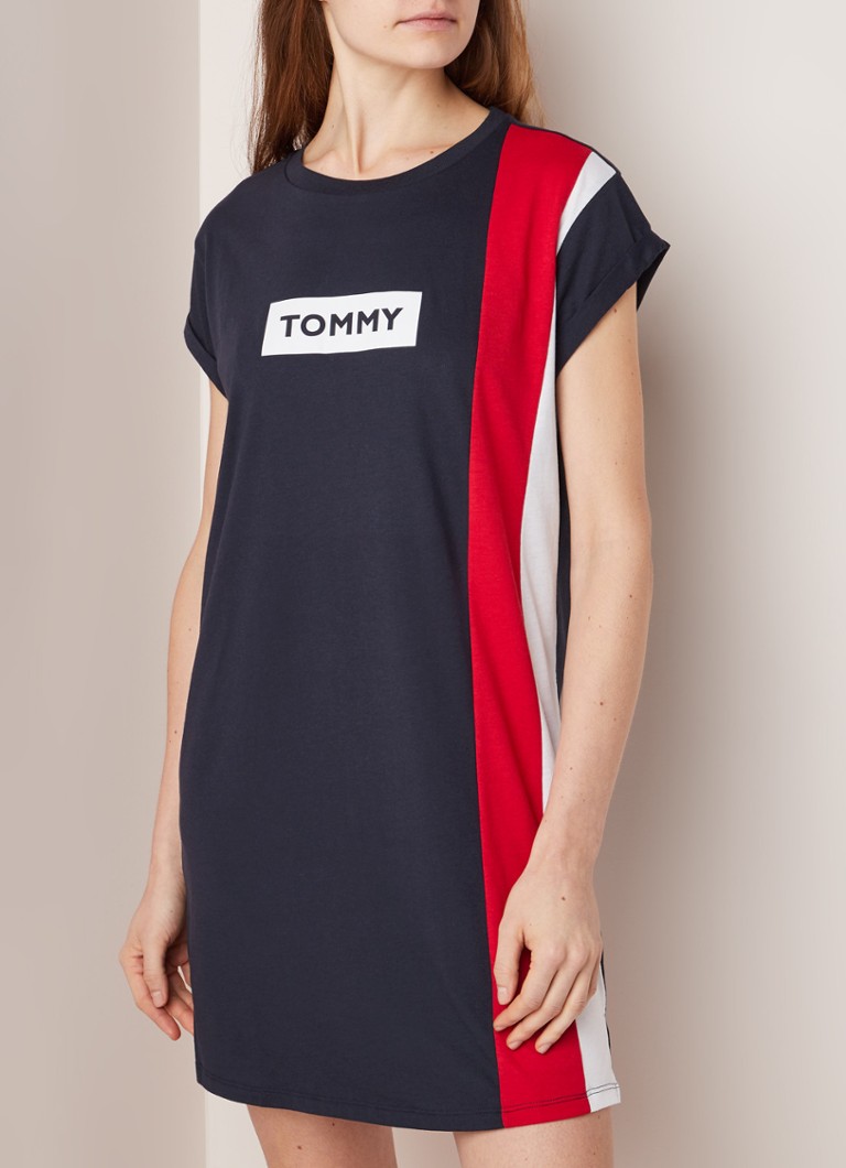 Tommy Hilfiger - T-shirtjurk in colour blocking - Donkerblauw