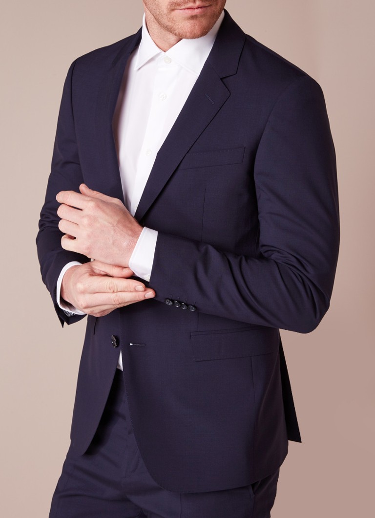 Tommy Hilfiger - The Flex slim fit colbert van scheerwol met stretch - Donkerblauw