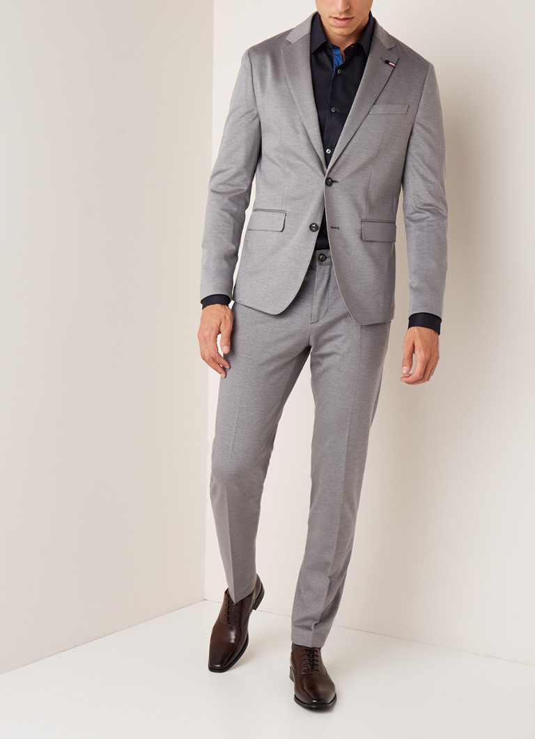 Tommy Hilfiger - The Flex slim fit jersey pak in katoenblend - Lichtgrijs