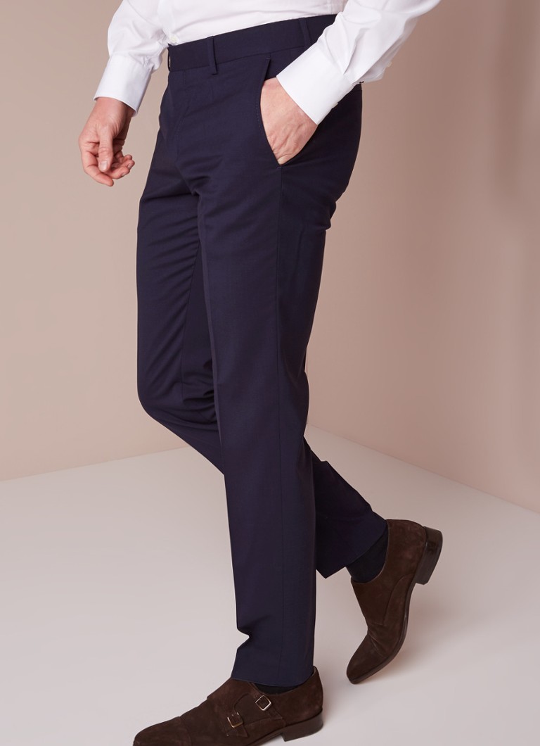 Tommy Hilfiger - The Flex slim fit pantalon van scheerwol met stretch - Donkerblauw