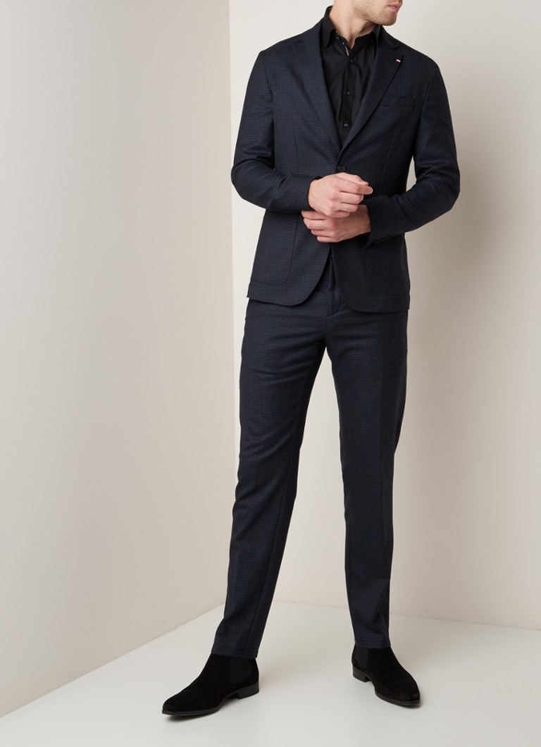 Tommy Hilfiger - Tweedelig slim fit pak in wolblend - Zwart