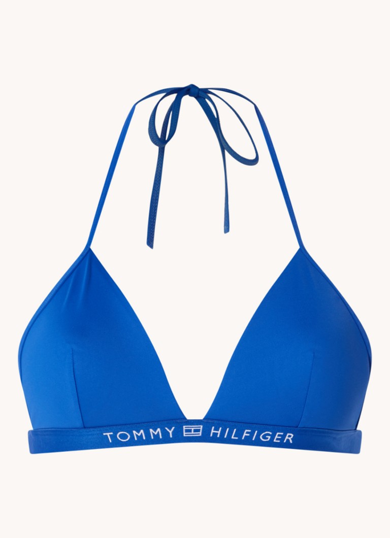 sticker Soedan heuvel Tommy Hilfiger Voorgevormde triangel bikinitop met logoband • Kobaltblauw •  de Bijenkorf