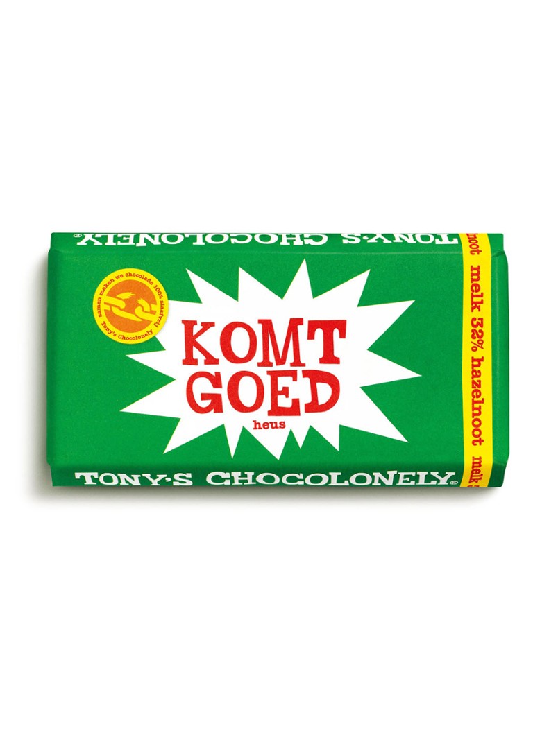 Tony's Chocolonely - Komt Goed Melk Hazelnoot chocoladereep 180 gram - null