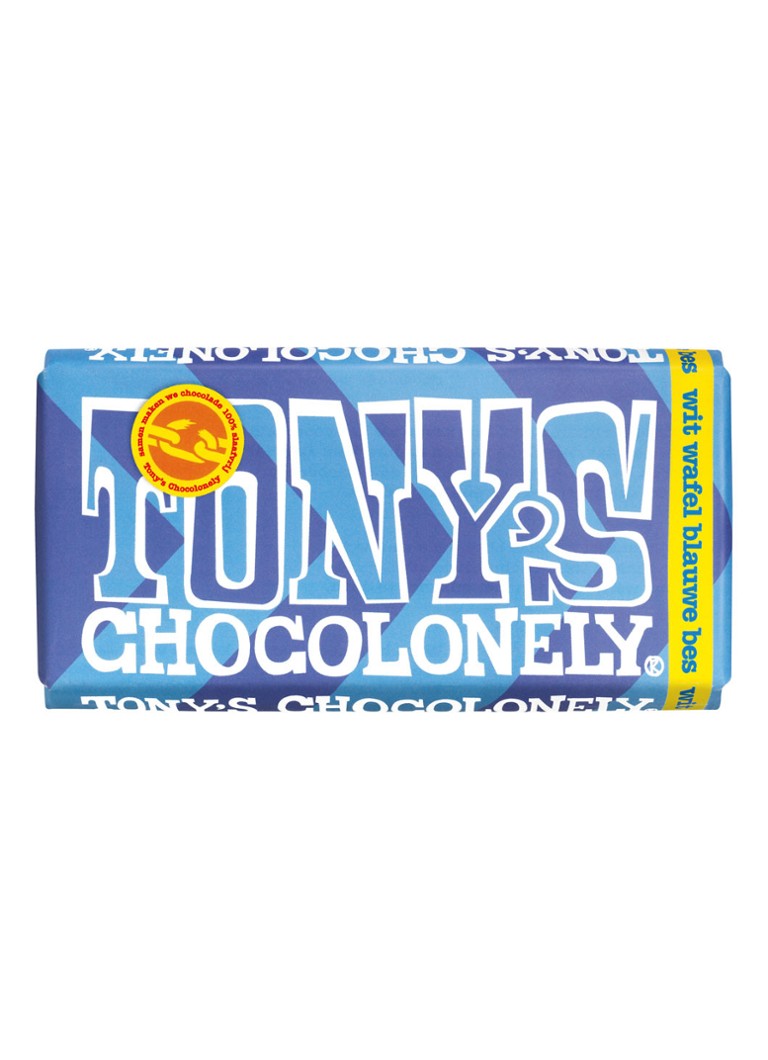 Tony's Chocolonely - Witte Chocolade Met Blauwe Bes en Chunky Wafel chocoladereep 180 gram - null