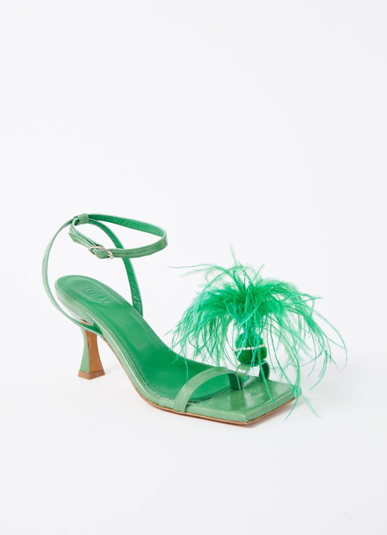 Toral - Lalin sandalette van lakleer met veren - Groen