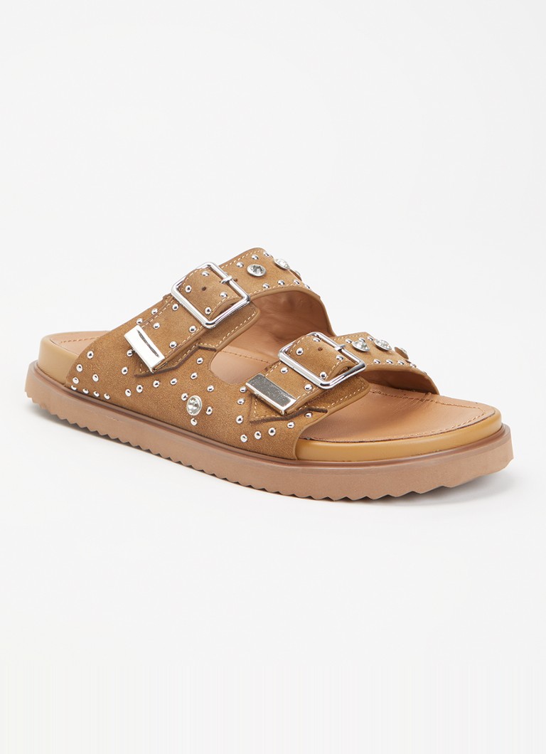 Toral - Marta sandaal van suède met studs - Camel