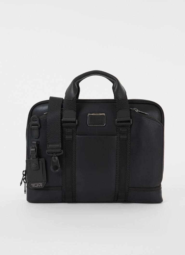 Tumi - Academy Brief businesstas van leer met 15 inch laptopvak - Zwart