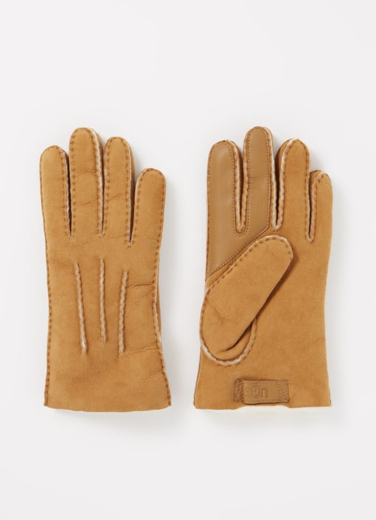 UGG Contrast handschoenen van suède • Camel de Bijenkorf