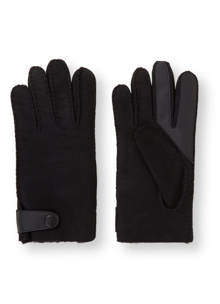 Conform Enzovoorts verzonden UGG Side Tab Tech handschoenen van suède met touchscreen functie • Zwart •  de Bijenkorf
