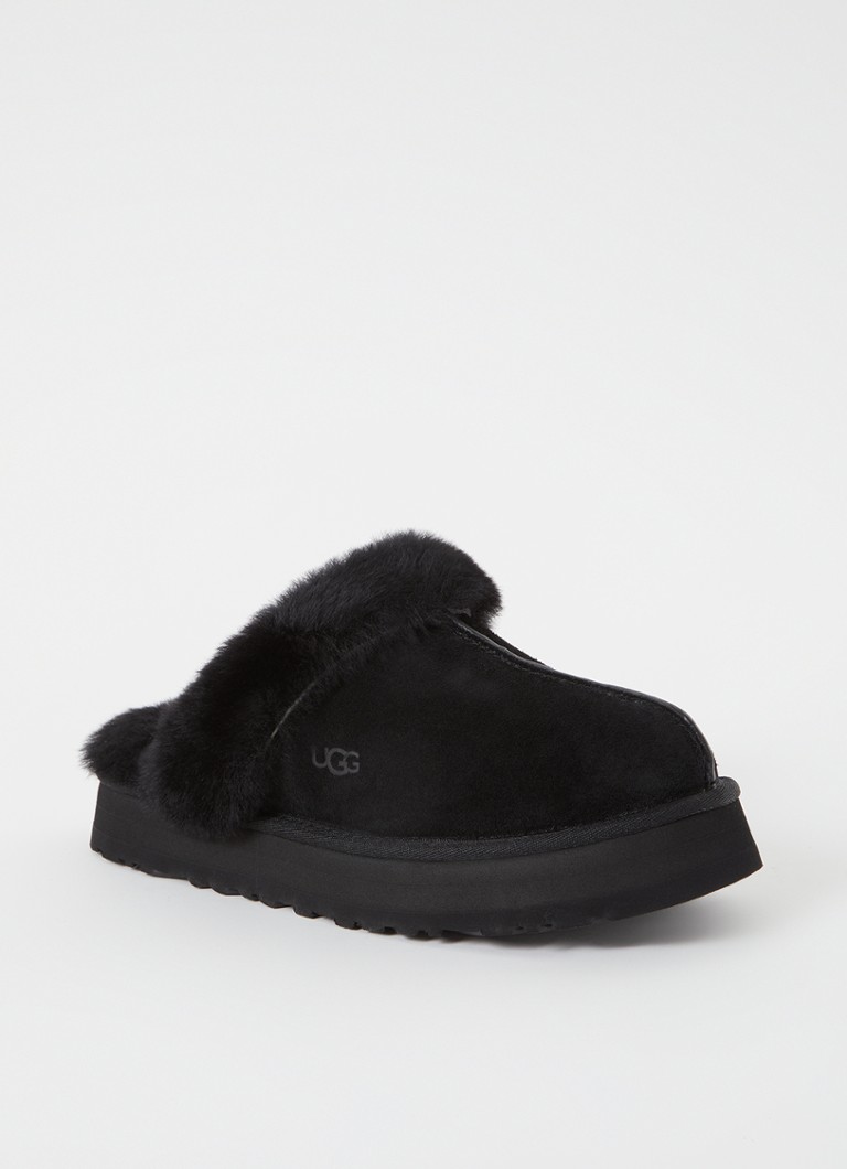 UGG - W Disquette pantoffel van suède met schapenwol - Zwart