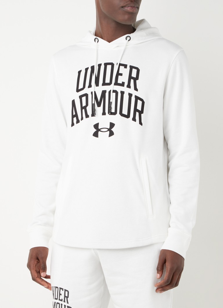 Under Armour - Rival Terry Collegiate trainings hoodie met logoprint - Wit