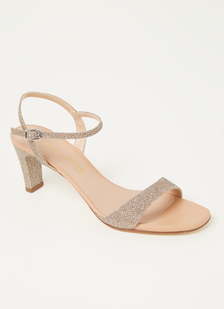 Unisa - Mechi sandalette met glitter - Roségoud