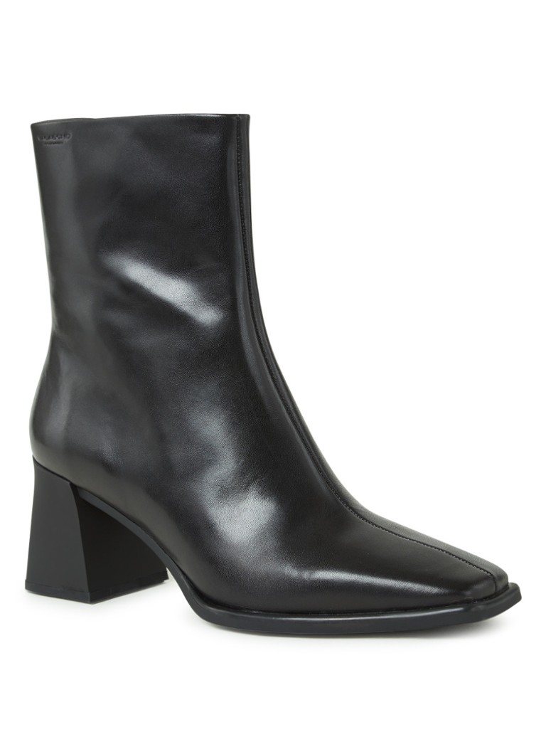 vagabond hedda leather flared heel knee boots in black