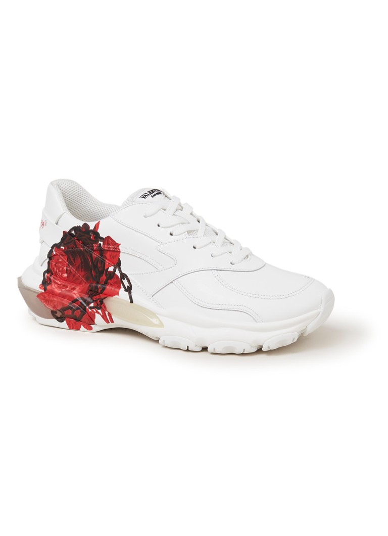Verwonderend Valentino Bounce sneaker van kalfsleer met bloemenprint • Wit • de GU-95