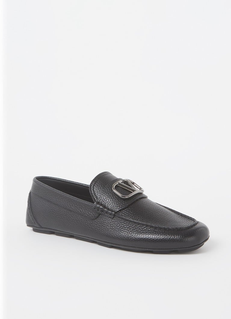 Valentino Garavani Driver loafer van leer • Zwart • de Bijenkorf