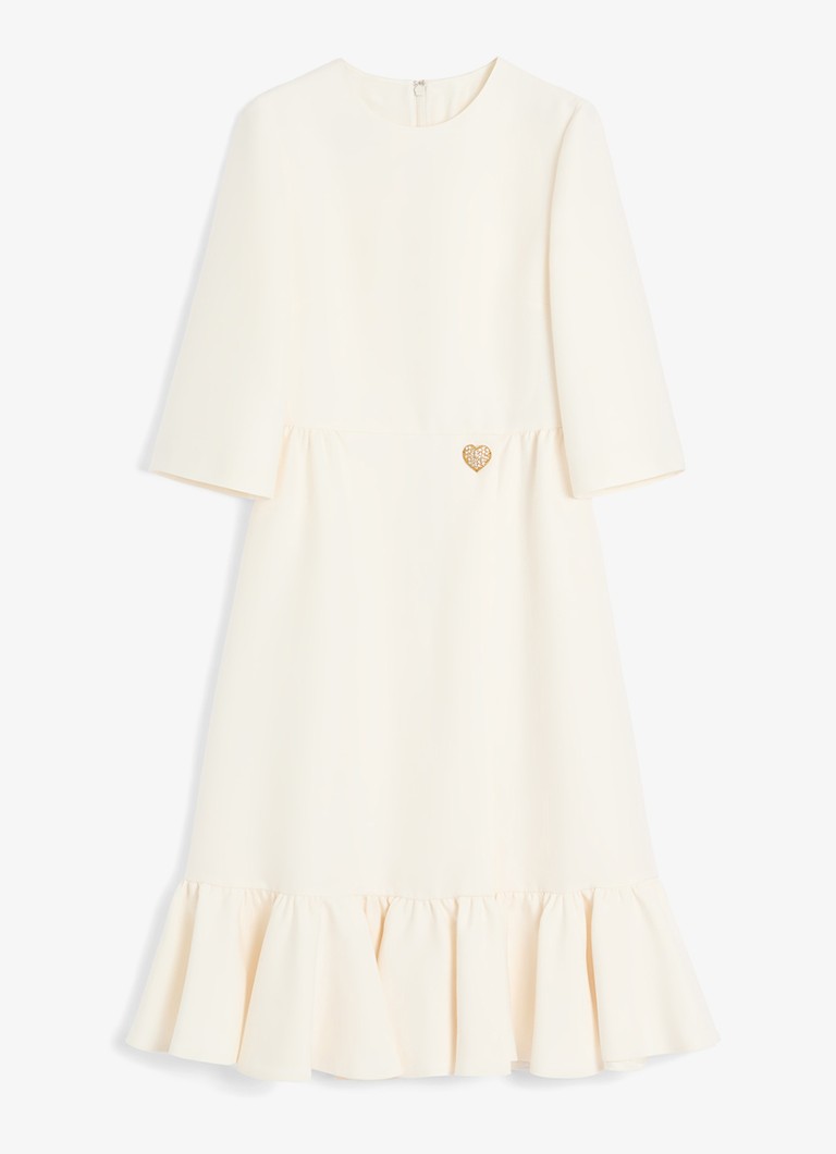 Valentino Garavani - Midi jurk in zijdeblend met volant - Gebroken wit