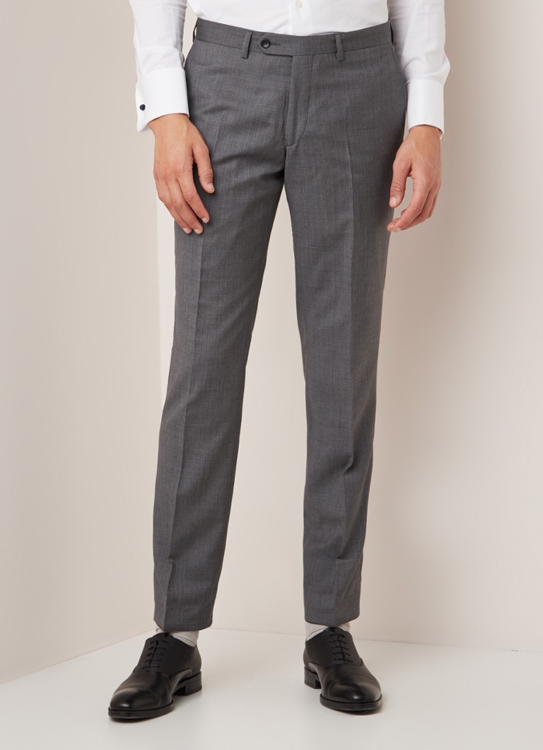 Van Gils - Buck slim fit pantalon van scheerwol - Grijs