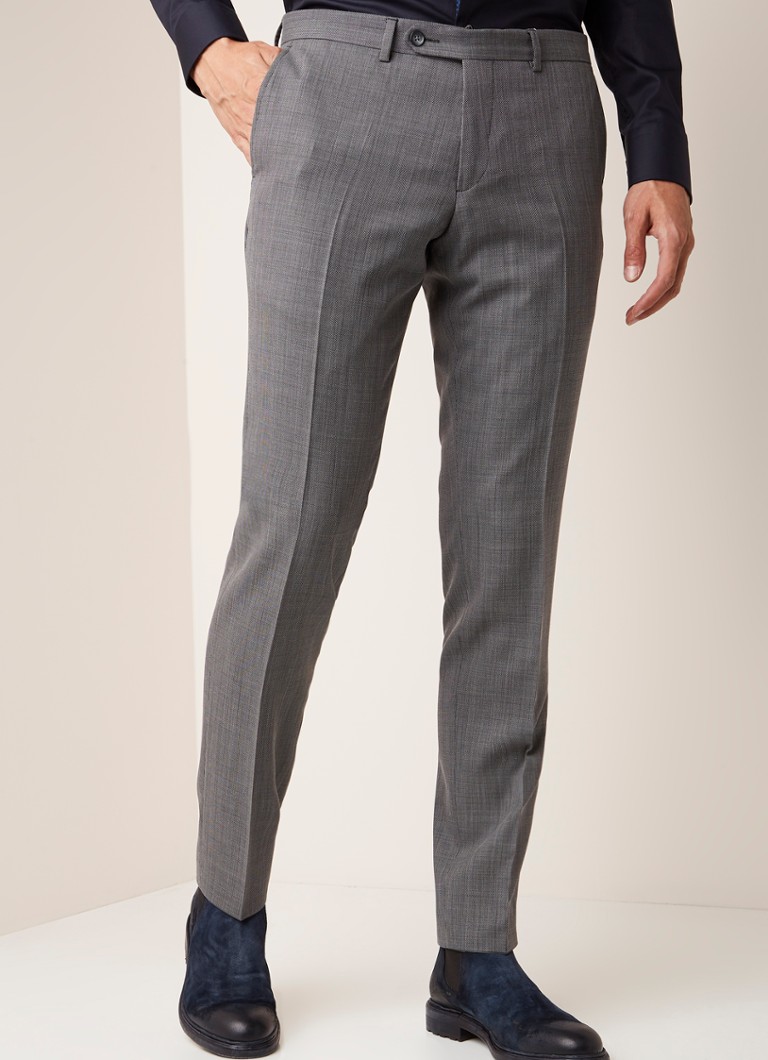 Van Gils - Bull slim fit pantalon van wol - Grijs