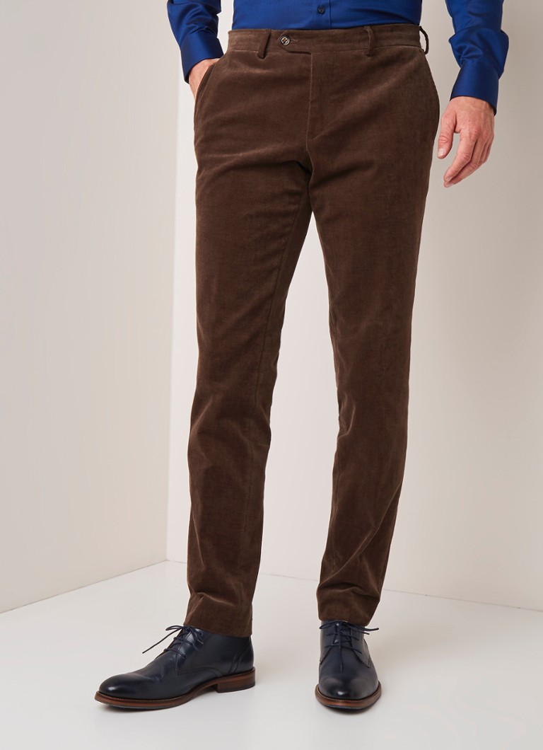 Van Gils - Bully slim fit pantalon van corduroy - Bruin