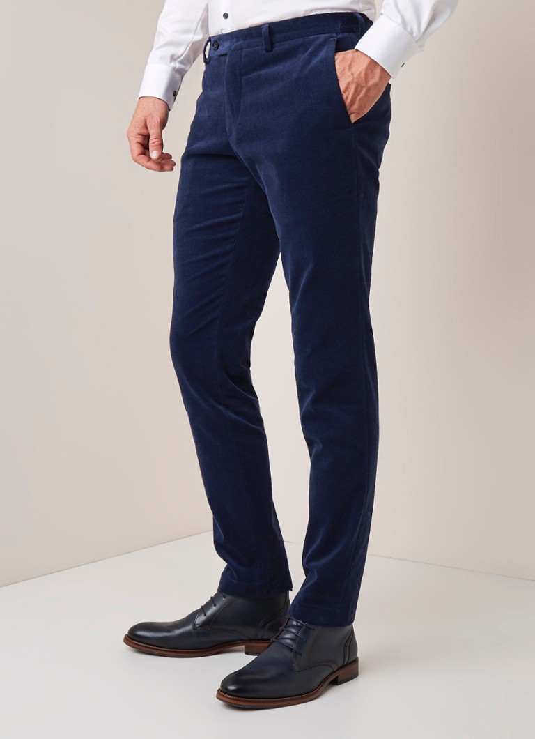 Van Gils - Bully slim fit pantalon van corduroy - Blauw