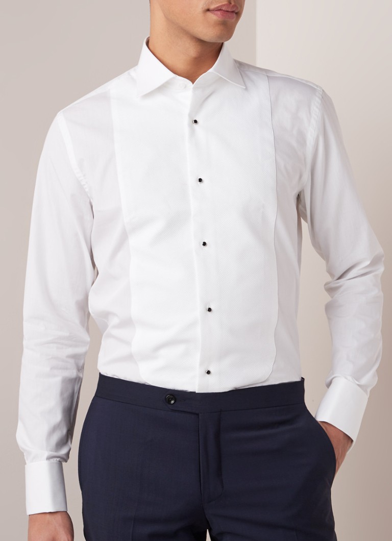 Van Gils - Ellington slim fit smoking overhemd met structuur - Wit