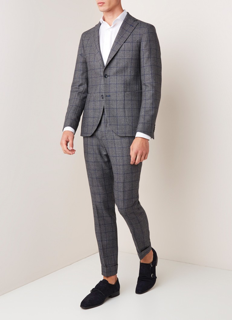 Van Gils - Elliott tailored fit pak van scheerwol - Antraciet