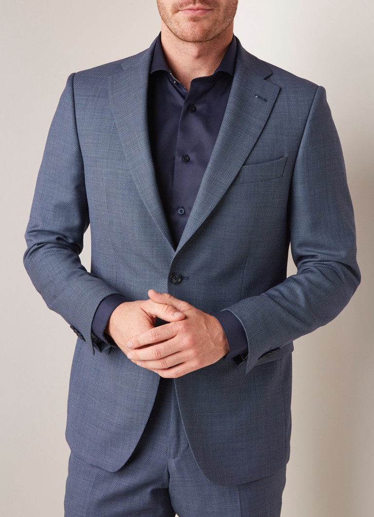 Van Gils - Ellis regular fit colbert met waterafstotende coating - Staalblauw