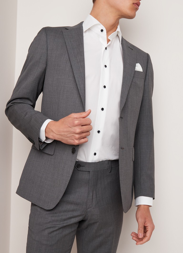 Van Gils - Ellis slim fit colbert van scheerwol - Grijs