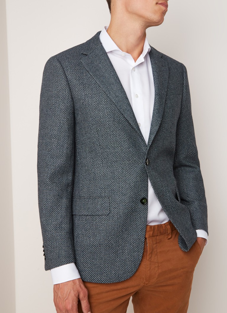 Van Gils - Ellis tailored fit colbert in wolblend - Donkergroen