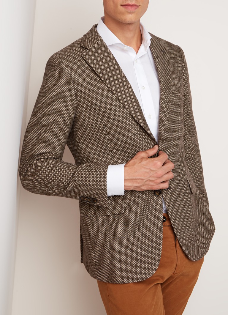 Van Gils - Ellis tailored fit colbert in wolblend - Bruin