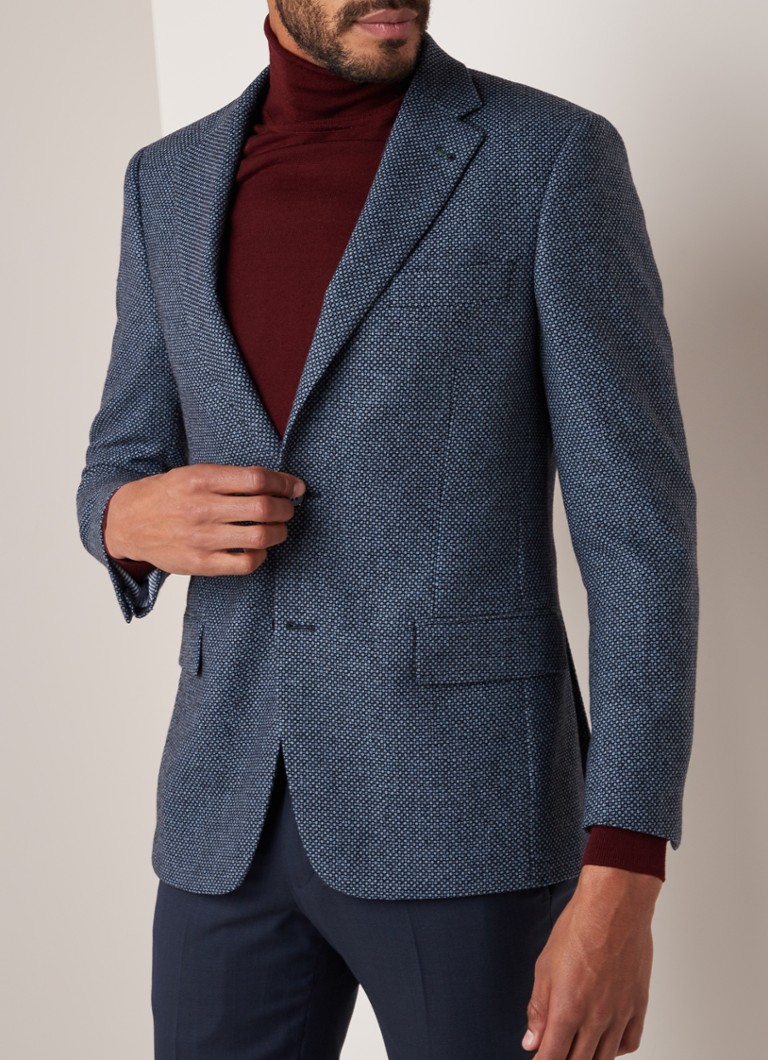 Van Gils - Ellis tailored fit colbert in wolblend - Blauw