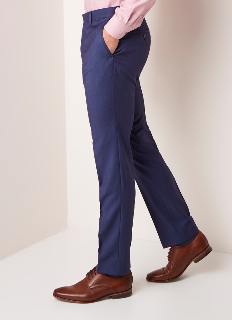 Van Gils - Ellis tailored fit pak in wolblend - Blauw