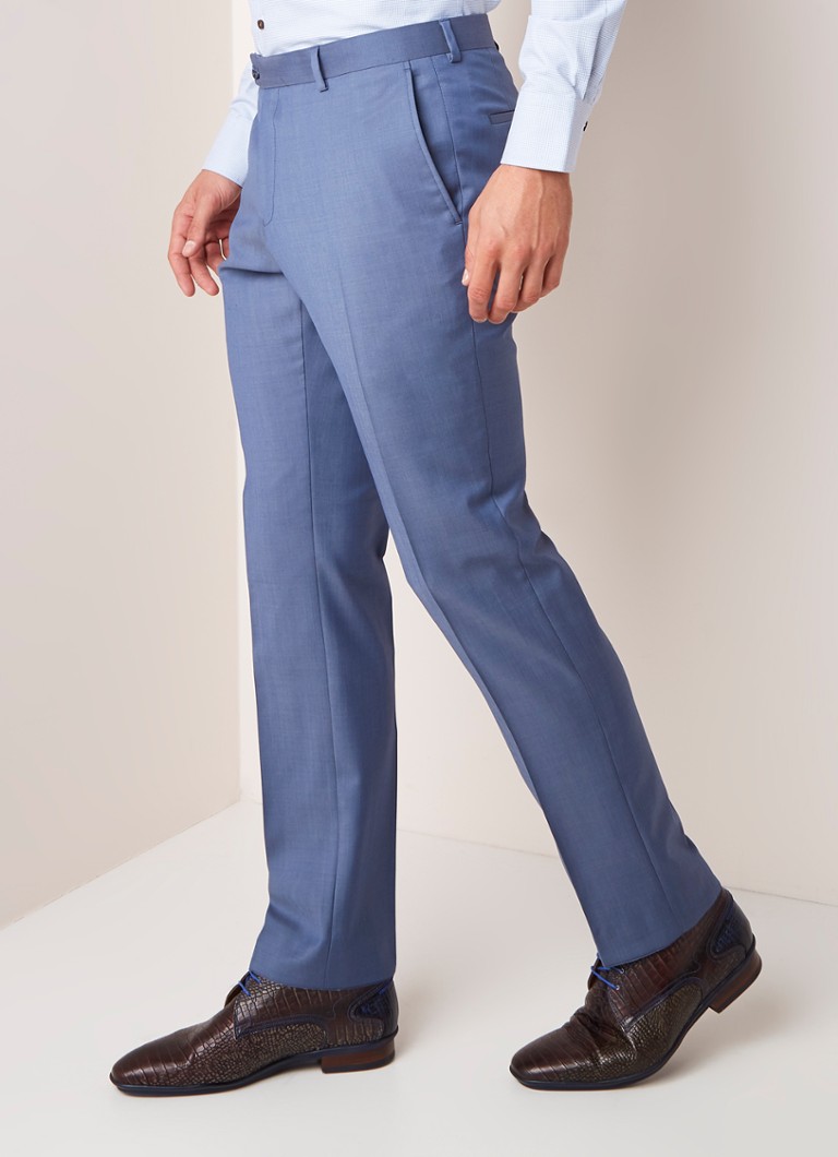 Van Gils - Ellis tailored fit pak in wolblend - Lichtblauw