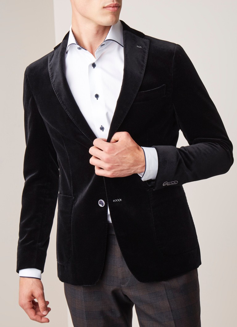 Van Gils - Elray slim fit colbert van fluweel - Zwart